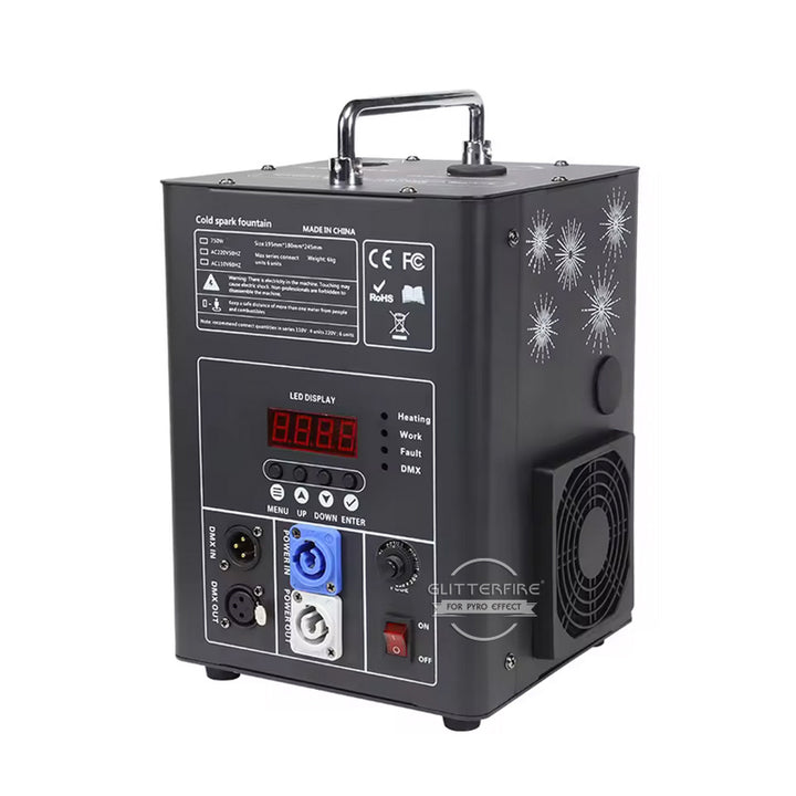 HD01 750W DMX Control Cold Spark Fountain Machine Sparkler Stage Special Effect Machine